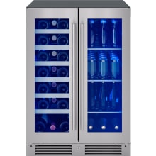 Presrv 24 Inch Wide 21 Bottle Capacity and 64 Can Capacity Wine and Beverage Cooler Combo with 3-Color LED Lighting