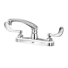 AquaSpec Gooseneck Lead Free Double Handle Kitchen Faucet with 4" Metal Wrist Blades, Hose, Spray and 2.2 GPM Vandal-Resistant Pressure Compensating Aerator