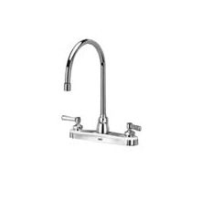 AquaSpec Gooseneck Lead Free Double Handle Kitchen Faucet with Metal Lever Handles, Hose and Spray