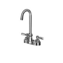 4" Centerset Gooseneck Lead Free Double Handle Faucet with Metal Lever Handles, Pop-Up Drain and 2.2 GPM Vandal-Resistant Pressure Compensating Laminar Flow Outlet from the AquaSpec Collection