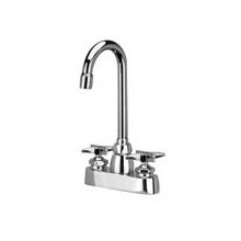 4" Centerset Gooseneck Lead Free Double Handle Faucet with Metal Cross Handles from the AquaSpec Collection