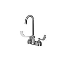 4" Centerset Gooseneck Lead Free Double Handle Faucet with Grid Strainer Drain and Cast Brass P-Trap from the AquaSpec Collection