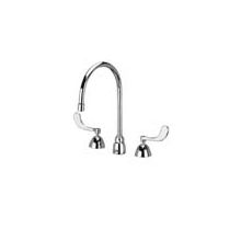 Widespread Lead Free Double Handle Faucet with 4" Metal Wrist Blades and Third Waterway from the AquaSpec Collection