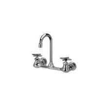 Wall Mounted Lead Free Double Handle Sink Faucet with Metal Lever Handles and 2-1/2" Long Swivel Inlets with Integral Stops from the AquaSpec Collection