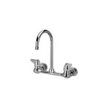 Wall Mounted Lead Free Double Handle Sink Faucet with Metal Wrist Blades from the AquaSpec Collection