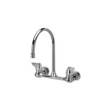 Wall Mounted Lead Free Double Handle Sink Faucet with Metal Wrist Blades from the AquaSpec Collection