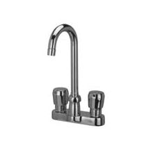 4" Centerset Gooseneck Slow-Closing Lead Free Double Handle Faucet with Grid Strainer Drain and 0.5 GPM Vandal-Resistant Pressure Compensating Aerator from the AquaSpec Collection