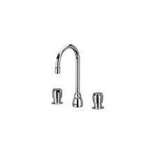 4" Widespread Gooseneck Slow-Closing Lead Free Double Handle Faucet with Push Button Handles and Inter-Connecting Copper Supply Tubes from the AquaSpec Collection