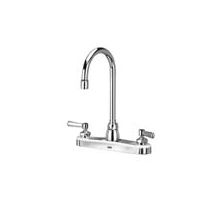 AquaSpec Gooseneck Lead Free Double Handle Kitchen Faucet with Metal Lever Handles and 2.2 GPM Vandal-Resistant Pressure Compensating Aerator