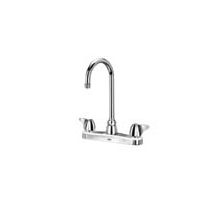 AquaSpec Gooseneck Lead Free Double Handle Kitchen Faucet with Metal Wrist Blades, Hose, Spray and 2.2 GPM Vandal-Resistant Pressure Compensating Aerator