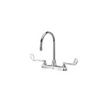 AquaSpec Gooseneck Lead Free Double Handle Kitchen Faucet with 6" Metal Wrist Blades, Hose and Spray