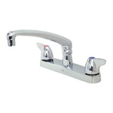 AquaSpec Gooseneck Lead Free Double Handle Kitchen Faucet with Metal Wrist Blades, Hose and Spray