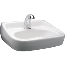 21-1/2" Rectangular Vitreous China Wall Mounted Bathroom Sink with Overflow and 1 Faucet Holes at 0" Centers
