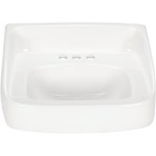 21-1/2" Rectangular Vitreous China Wall Mounted Bathroom Sink with Overflow and 3 Faucet Holes at 4" Centers