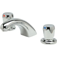 AquaSpec Metering Faucet, 8" Widespread Deck Mount with 1.0 GPM Aerator, 5” Spout, Push-Button Handles