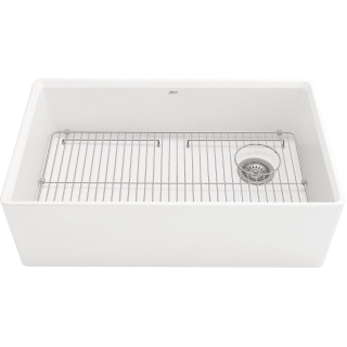 American Standard 1180SB3320.291 Alabaster White Avery 33 Dual Mount Apron Front Single Bowl Fireclay Kitchen Sink with Basket Strainer and Basin Rack FaucetDirect