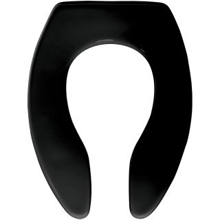 ELONGATED Black Plastic BEMIS 1655CT 047 Commercial Extra Heavy Duty Open Front Toilet Seat without Cover 