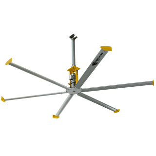 4900 14 ft. Indoor Silver and Yellow Aluminum Shop Ceiling Fan with Wall Control 4900 14 ft. Indoor Silver and Yellow Aluminum Shop Ceiling Fan with Wall Control