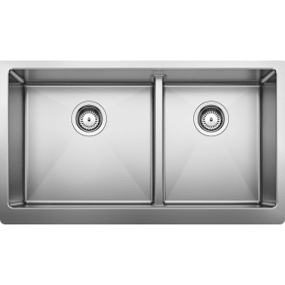 Blanco 525242 Stainless Steel Quatrus 33 Farmhouse Double Basin Stainless Steel Kitchen Sink Faucet Com