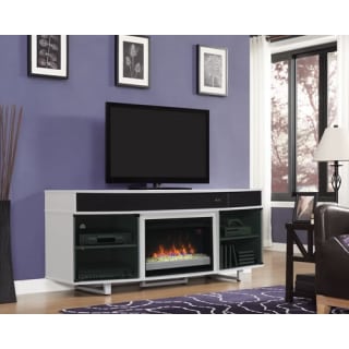 Entertainment center with fireplace clearance and bluetooth speakers