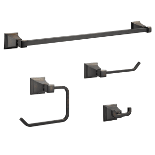 Design House 188623 Brushed Bronze Torino Bathroom Accessory Set with 24 Center to Center Towel Bar Towel Ring Toilet Paper Holder and Robe Hook PullsDirect
