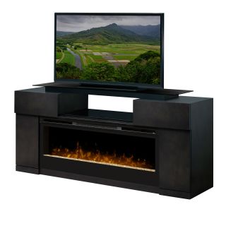 Glass ember store fireplace tv stand