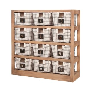 625060 Honey Oak Locker Baskets, Wide 4 Shelf Bookcase