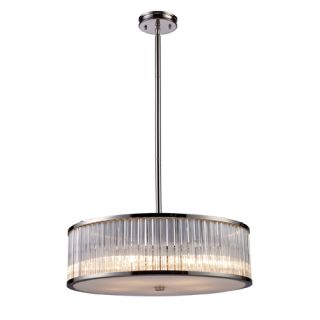 ELK Lighting Braxton 3 Light Pendant in Polished Nickel and Ribbed Glass Rods
