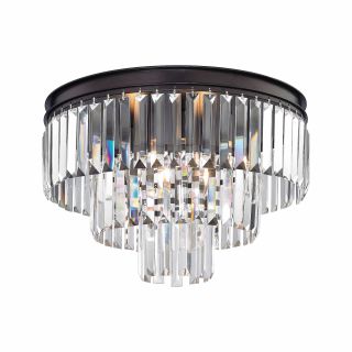 Elk Lighting 15225 3 Oil Rubbed Bronze 3 Light Flush Mount Ceiling Fixture with Crystal Shades from the Palacial Collection LightingDirect