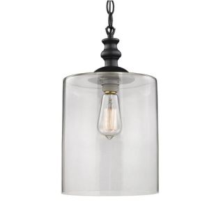 Elk Lighting 46221 1 Oil Rubbed Bronze Bergen Single Light 9 Wide Mini Pendant with Round Canopy and Clear Glass Shade LightingDirect