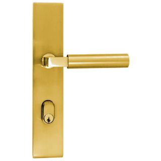Emtek C520ASTUS4 Satin Brass Aston Privacy Door Lever Set from
