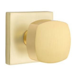 Emtek 5050FRKUS4 Satin Brass Freestone Non-Turning Two-Sided Dummy Door Knob  Set with Square Rose from the Urban Modern Collection 