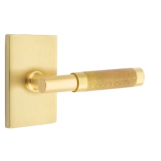 Emtek 5052US19.LSUS19.KNUS19.RH Flat Black Knurled L-Square Right Handed  Non-Turning Two-Sided Dummy Door Lever Set with Modern Rectangular Rose  from the SELECT Brass Collection 
