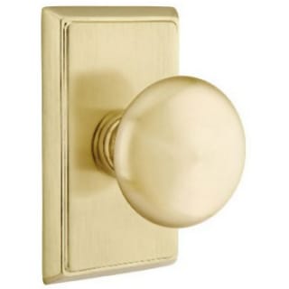 Door Knob Round knob Rectangular rosette (Satin Brass) Privacy Right by  Emtek