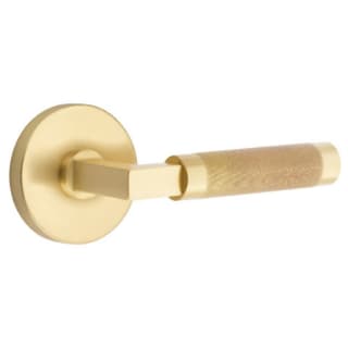 Emtek C5209US4.LSUS4.KNUS4 Satin Brass Knurled L-Square Privacy Door Lever  Set with Disk Rose and CF Mechanism from the SELECT Brass Collection 