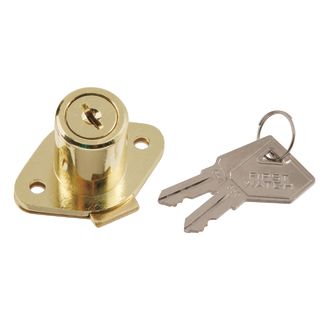 First Watch 1356 Polished Brass Rim Lock for Cabinet / Drawer up to 1-1/8  Thick - Keyed Differently 