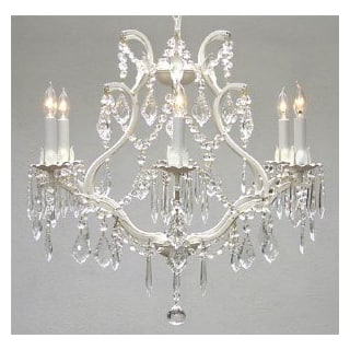 Gallery T40 200 White Wrought Iron 6, Crystal Candle Chandelier Standard Sizes