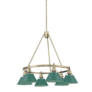 A thumbnail of the Golden Lighting 3306-6 AB Aged Brass / Pine Green Shades