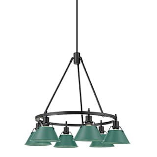 A thumbnail of the Golden Lighting 3306-6 BLK Matte Black / Pine Green Shades