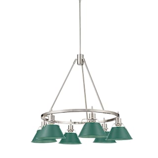 A thumbnail of the Golden Lighting 3306-6 PW Pewter / Pine Green Shades