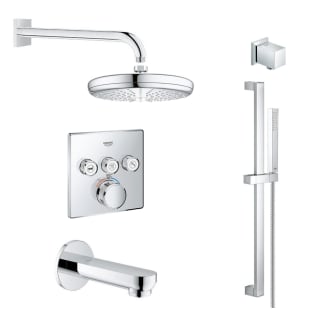 Grohe Gss Grohtherm Sq 09 000 Starlight Chrome Smartcontrol Shower System With Tub Spout Shower Head Shower Arm Wall Supply Elbow Hand Shower Valve Trim And Rough In Faucet Com