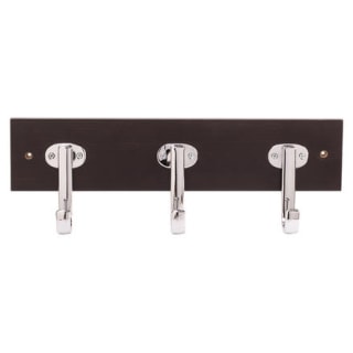 Hickory Hardware S077227-COCH Cocoa Wood Grain with Chrome Euro  Contemporary 18 Inch Long Wall Mount Robe / Towel / Coat Rack with 3 Hooks  on Panel Backplate 