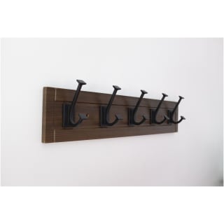 Hickory Hardware S077230-MGVB Medium Wood Grain with Vintage Bronze  Skylight 27 Inch Long Wall Mounted Robe / Towel / Coat Hook Rack with 5  Double Prong Hooks and Wood Back Panel 
