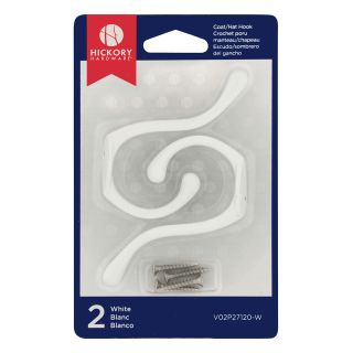 Hickory Hardware V02P27120-W White Pack of (2) - Contemporary 1 Wide Double  Prong Robe / Towel / Bath Hooks 