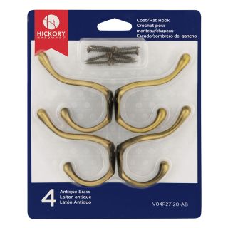 Pack of 4 Hooks | Double Prong Hanger | Antique Wall Hook for