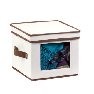 Honey-Can-Do Canvas Soft Shoe Box With Window – Medium Size 16x10x6.25 Inches, Natural Color - View #9