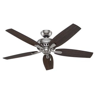 Hunter Fan 52 in Ceiling Fan in Brushed Nickel with 5 Dark Walnut Fan Blades 