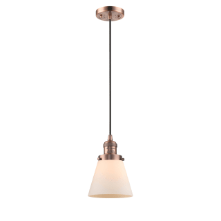 A thumbnail of the Innovations Lighting 201C Small Cone Antique Copper / Matte White Cased