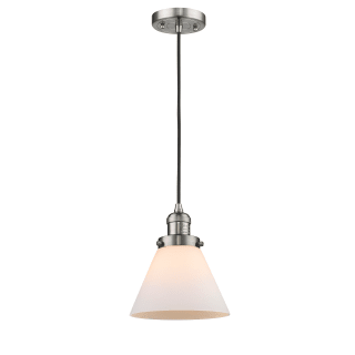 A thumbnail of the Innovations Lighting 201C Large Cone Brushed Satin Nickel / Matte White Cased