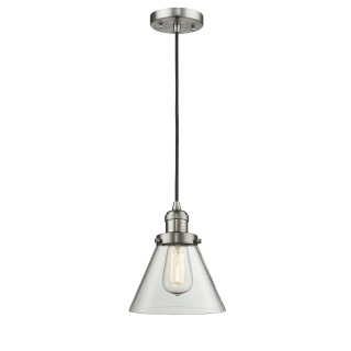 A thumbnail of the Innovations Lighting 201C Large Cone Brushed Satin Nickel / Clear